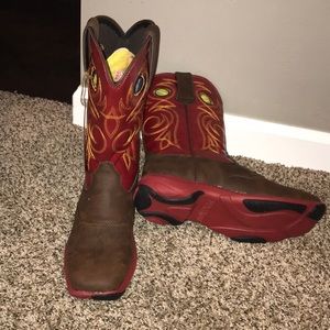Women’s Durango Red Boots 8.5 with Rubber Soles.